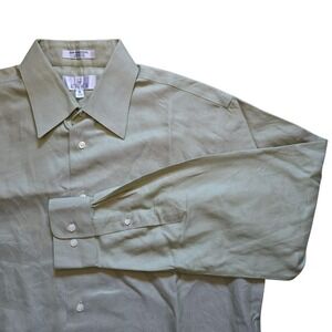 ENRO EZCool Non-Iron BirdsEye Olive 16 34-35 Cotton Dress Shirt